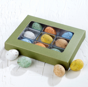 Chokolade&aelig;ske i rosa, bl&aring; eller gr&oslash;n