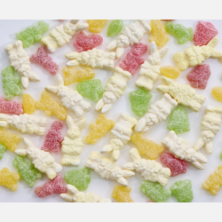 Plastikflaske m/P�skevingummier og skumharer 590g