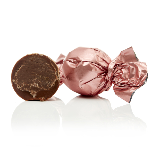 Bulk, Chokoladekugler ROSA, fl&oslash;de/ karamel 1kg