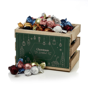 Trækasse S -   Luksus chokoladekuglemix 950g - Christmas Wonderland