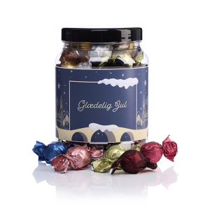Plastb�tte 1500ml -  Luksus chokoladekuglemix 690g - Gl�delig Jul