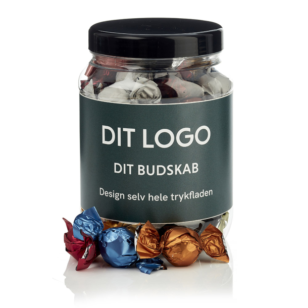 Plastb&oslash;tte 1500ml m/luksus chokoladekuglemix 690g