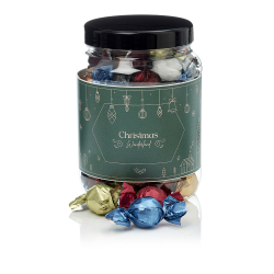 Plastb&oslash;tte 1500ml -  Luksus chokoladekuglemix 690g - Christmas Wonderland