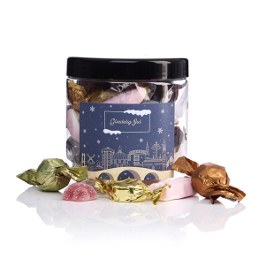 Plastb�tte 750ml m/julemix 230g - Gl�delig Jul