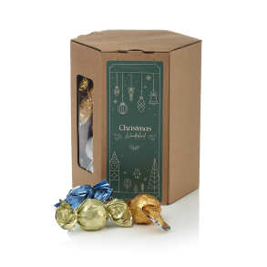 6 kantet æske M -  Luksus chokoladekuglemix 600g - Christmas Wonderland