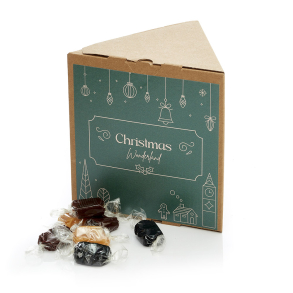 Trekantet æske, natur - Karamelmix 625g - Christmas Wonderland