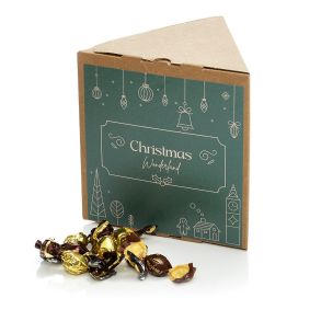 Trekantet æske, natur -  Småkuglemix 280g - Christmas Wonderland