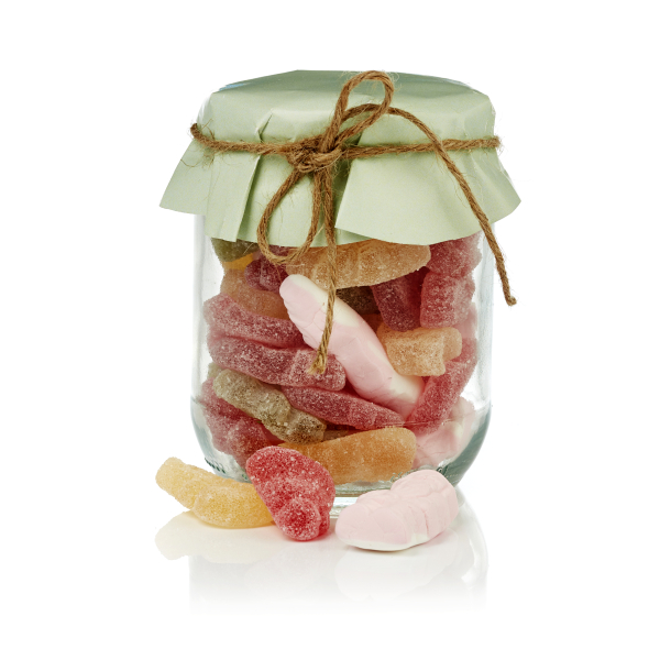 Glas m. htte m/Skumnisser og julevingummier 215g - Christmas Wonderland