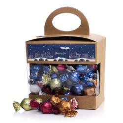 Kasse m. rude m/luksus chokoladekuglemix 1500g - Gl�delig Jul