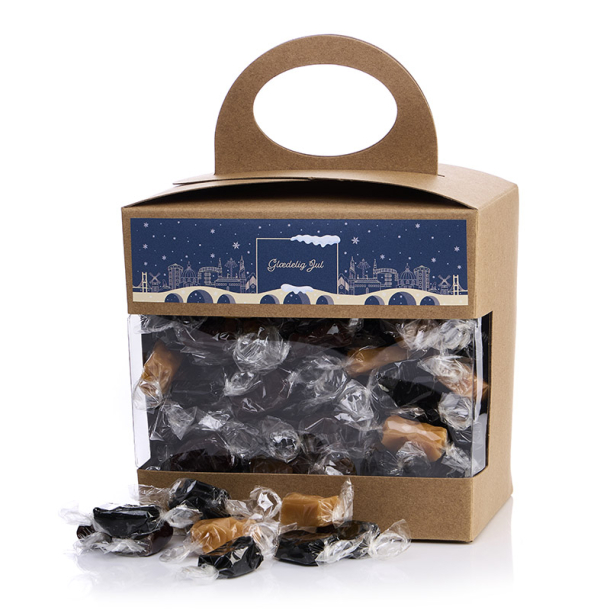 Kasse m. rude m/karamelmix 1300g - Gl�delig Jul