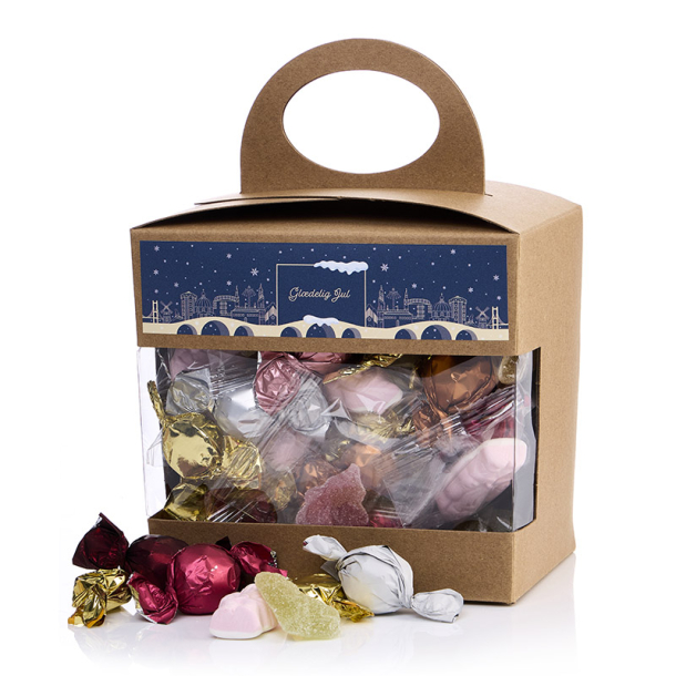 Kasse m. rude m/julemix 1020g - Gl�delig Jul