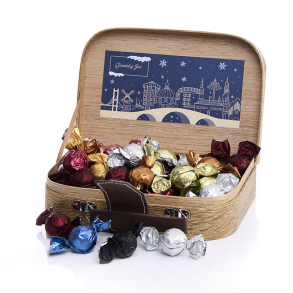 Gavekuffert lille m/luksus chokoladekuglemix 500g - Gl�delig Jul