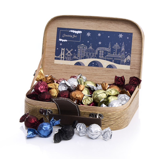 Gavekuffert lille m/luksus chokoladekuglemix 500g - Gl�delig Jul