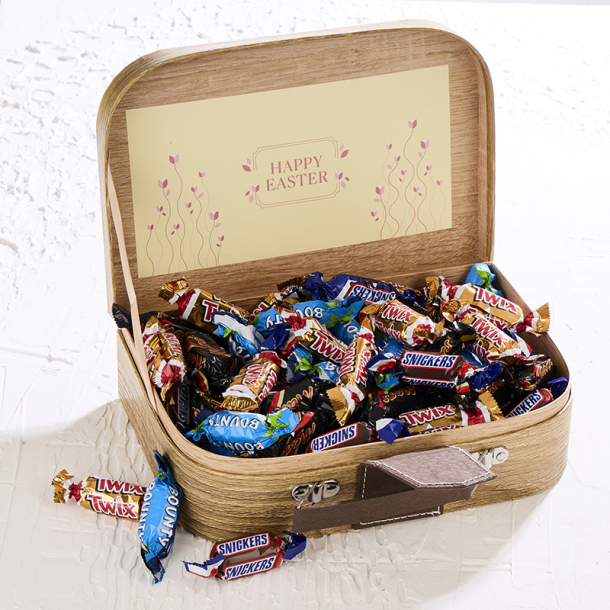 Gavekuffert mellem m/miniaturemix 780g - HAPPY EASTER