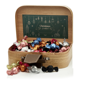 Gavekuffert stor m/luksus chokoladekuglemix 1500g - Christmas Wonderland