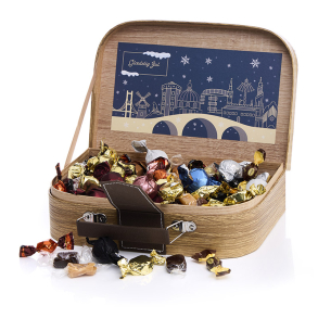 Gavekuffert stor m/hyggemix 1150g - Gl�delig Jul