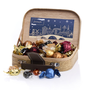 Gavekuffert mini m/hyggemix 220g - Gl�delig Jul