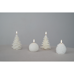 Uyuni jule LED lys, 2 juletr&aelig;er, 1 snebold &amp; 1 kogle - hvid, batterier &amp; fjernbetjening