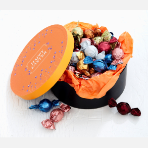 Hatte&aelig;ske S - gul m/luksus chokoladekuglemix 800g