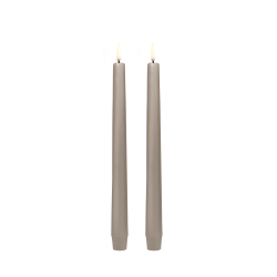 2 stk. Uyuni LED kronelys, lysestager - sandstone, batterier &amp; fjernbetjening