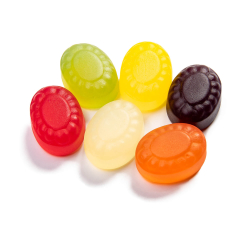 Slik med logo vingummi, frugt og s&oslash;d lakrids 4 f 