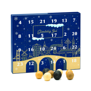 Julekalender med dansk chokoladedrageret lakrids 156g
