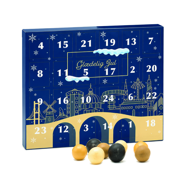 Julekalender med dansk chokoladedrageret lakrids 156g